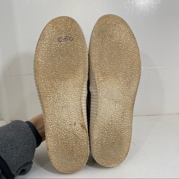 Frye Camille Perforated Leather Slip On Sneakers Ivy Brown Saddle Tan Ash Sz 9.5 - Picture 5 of 5